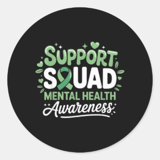 Pegatina Redonda Support Squad Mental Health Awareness Month Green