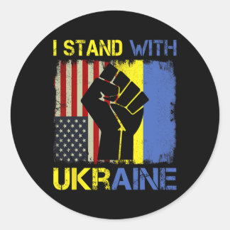 Pegatina Redonda Support Ukraine I Stand With Ukraine Ukrainian Fla