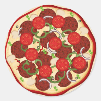 Pegatina Redonda Supremo Pizza