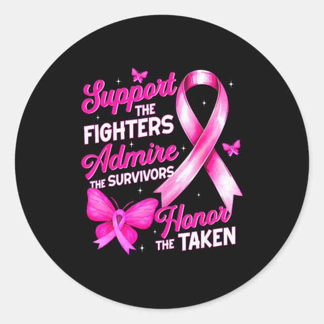 Pegatina Redonda Suprt Admire Honor Breast Cancer Awareness Shirts  (Anverso)
