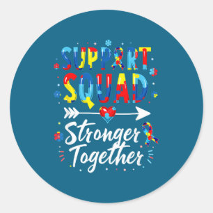 Pegatina Redonda Suprt Squad Conciencia del Síndrome de Asperger