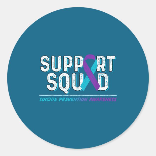 Pegatina Redonda Suprt Squad Suprt Suicide Prevention Awareness Rib (Anverso)