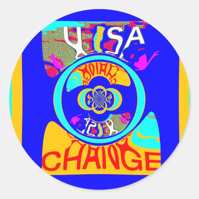 Pegatina Redonda Surco psicodélico: energía abstracta de arte pop (Anverso)