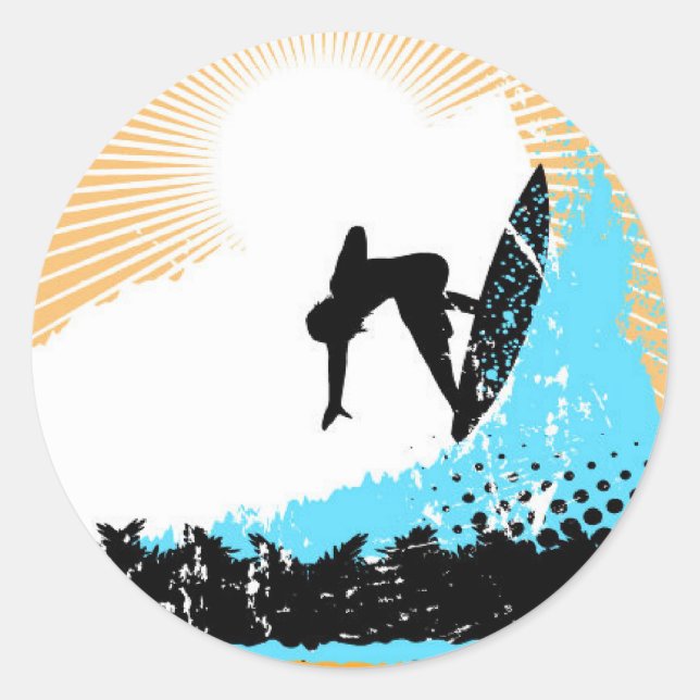 Pegatina Redonda Surf (Anverso)