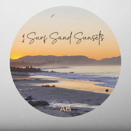 Pegatina Redonda Surf Beach Personalizado