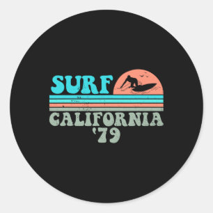 Pegatina Redonda Surf California 79 Estilo Grunge Vintage de Surf