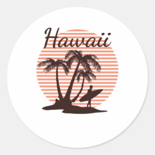 Pegatina Redonda Surf de Hawaii