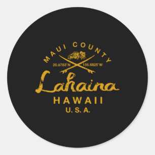 Pegatina Redonda Surf Hawaii Lahaina Maui