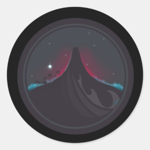 Pegatina Redonda Surf nocturno de Hawái