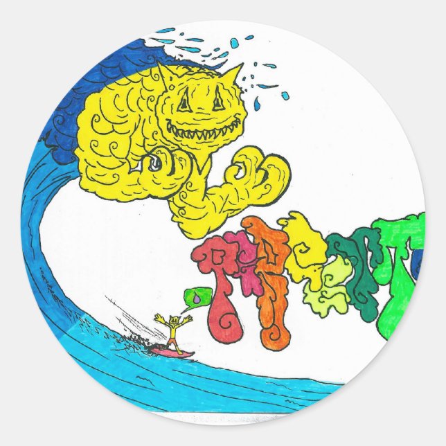 Pegatina Redonda surf percenteno (Anverso)