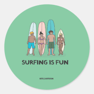 Pegatina Redonda Surf/Surf - El surf es divertido