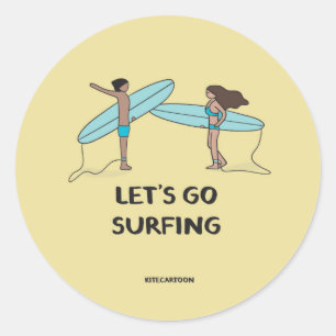 Pegatina Redonda Surf/Surf - Vamos a surfear