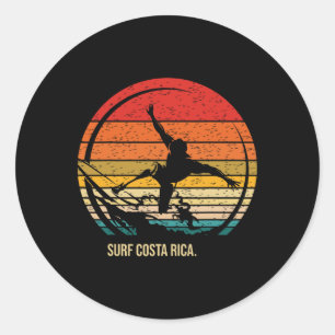 Pegatina Redonda Surf Vintage Costa Rica Surfista Retro Surf