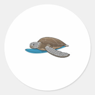 Pegatina Redonda Surfboard de tortuga