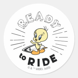 Pegatina Redonda Surfboard TWEETY™ - Listo para viajar