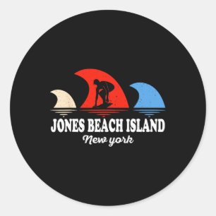 Pegatina Redonda Surfboarding Retro Nueva York Isla Jones Beach
