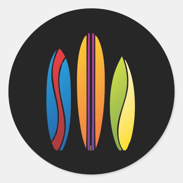 Pegatina Redonda Surfboards coloridas (Anverso)