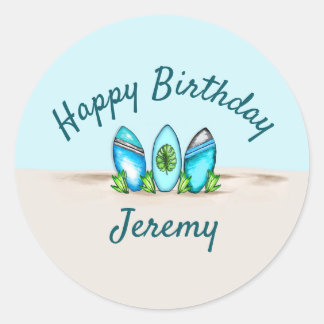 Pegatina Redonda Surfboards retro personalizadas