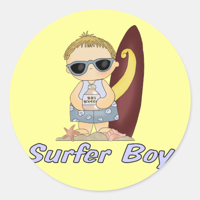 Pegatina Redonda Surfer Boy (Anverso)