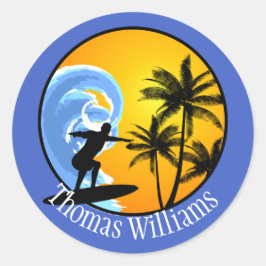 Pegatina Redonda Surfer Dude