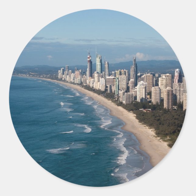 Pegatina Redonda Surfers Paradise Gold Coast Queensland Australia (Anverso)