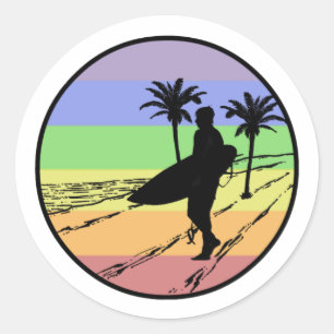 Pegatina Redonda Surfing