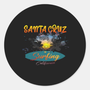 Pegatina Redonda Surfing California Santa Cruz