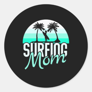 Pegatina Redonda Surfing Mom