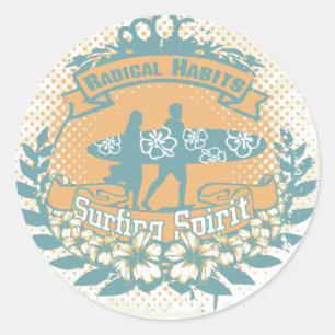 Pegatina Redonda Surfing Spirit Tshirts y regalos