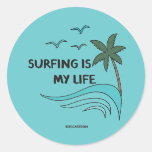 Pegatina Redonda Surfing/Surf - El Surf es mi vida