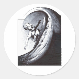 Pegatina Redonda Surfista