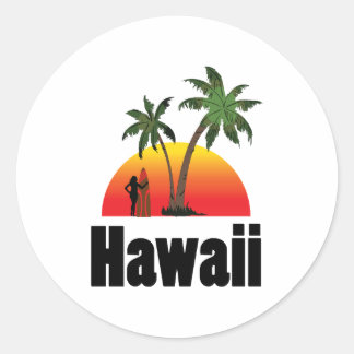 Pegatina Redonda surfista de hawaii