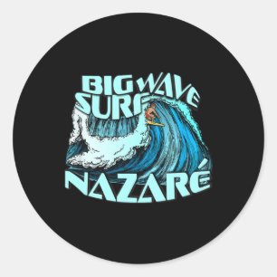 Pegatina Redonda Surfista de olas grandes Ola de 100 pies Surf Naza