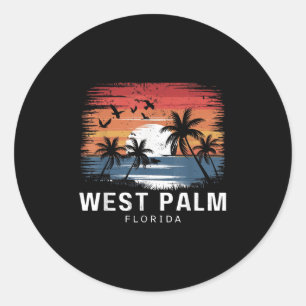 Pegatina Redonda Surfista del West Palm Beach Florida