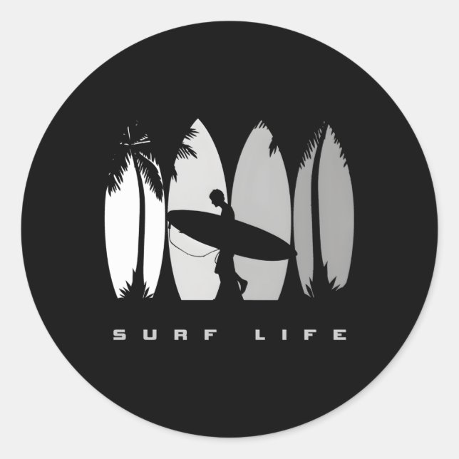 Pegatina Redonda Surfista Surf (Anverso)
