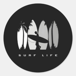 Pegatina Redonda Surfista Surf
