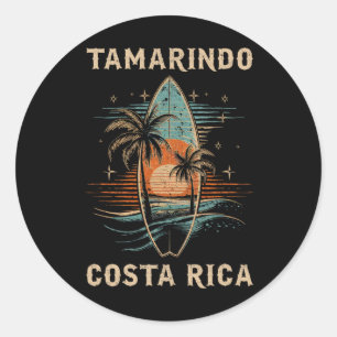 Pegatina Redonda Surfista Tamarindo Costa Rica Tabla de Surf Surfea