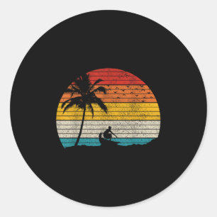 Pegatina Redonda Surfista Vintage Retro Surfing Beach Surfing