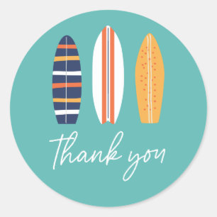 Pegatina Redonda surfs Up BOY Surfboard beach Birthday Party Favor