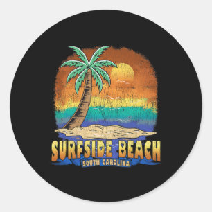 Pegatina Redonda Surfside Beach South Carolina Vintage Distressive 