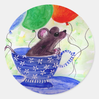 Pegatina Redonda Surge Tea Cup Mouse