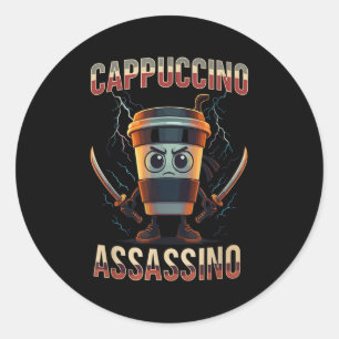 Pegatina Redonda Surreal italiano Brainrot Cappucccino Ino Funny Me