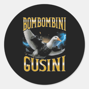 Pegatina Redonda Surreal italiano Brainrot Meme Bombombini Gusini F