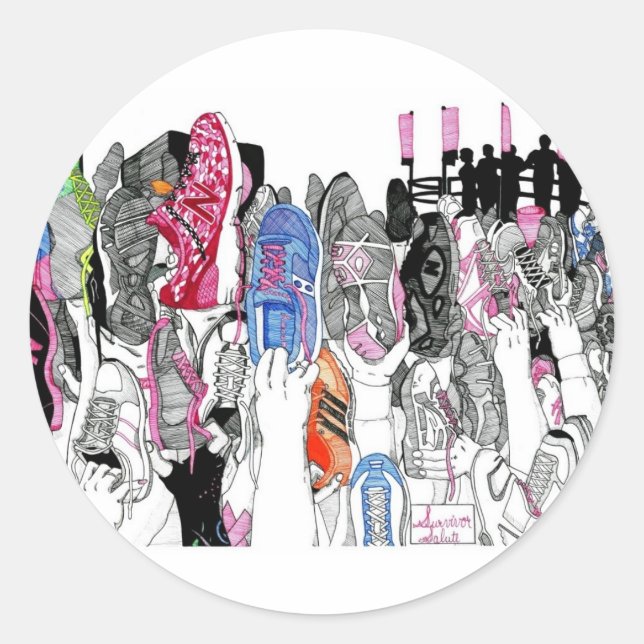 Pegatina Redonda Survivor Salute (Anverso)