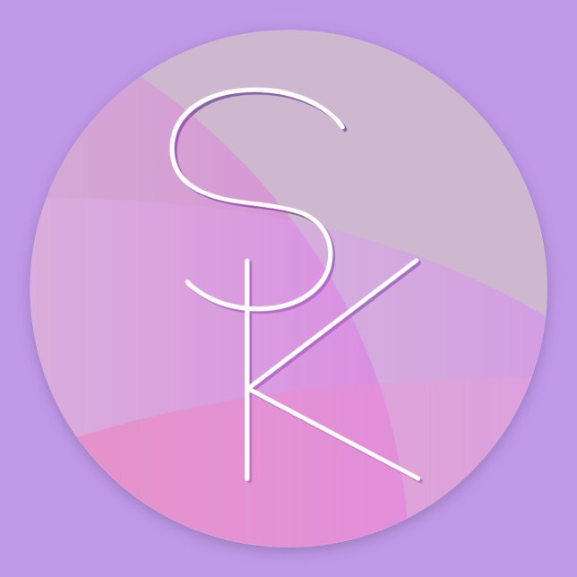 Pegatina Redonda Sus inicios superpuestos | Geométrica rosa moderna (Subido por el creador)