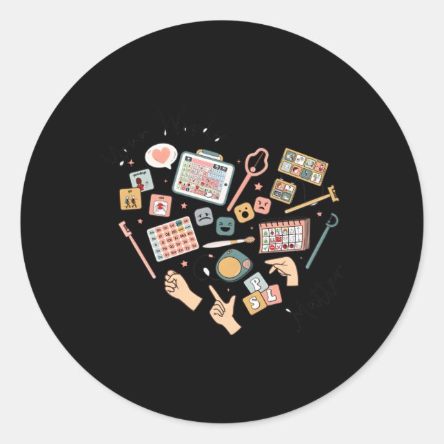 Pegatina Redonda Sus Palabras Implican Aac Sped Teacher Inclusion T (Anverso)