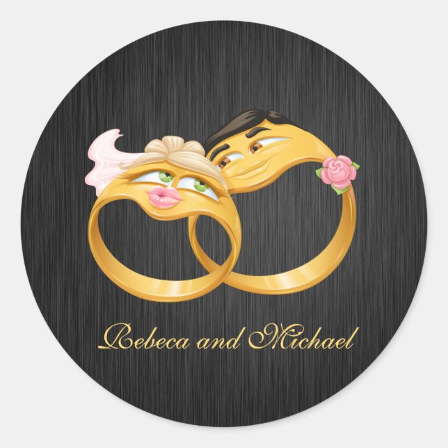 Pegatina Redonda Sus Pegatinas y su Boda anidan (Anverso)