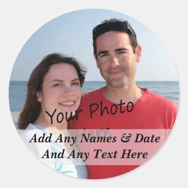 Pegatina Redonda Sus Propias Pegatinas De Fotografía Y Texto Person (Anverso)