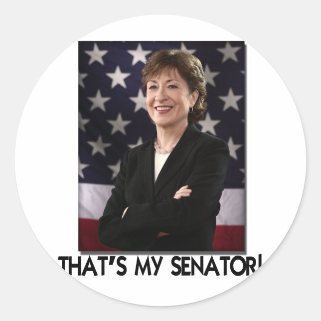Pegatina Redonda Susan Collins, ese es mi senador. (Anverso)