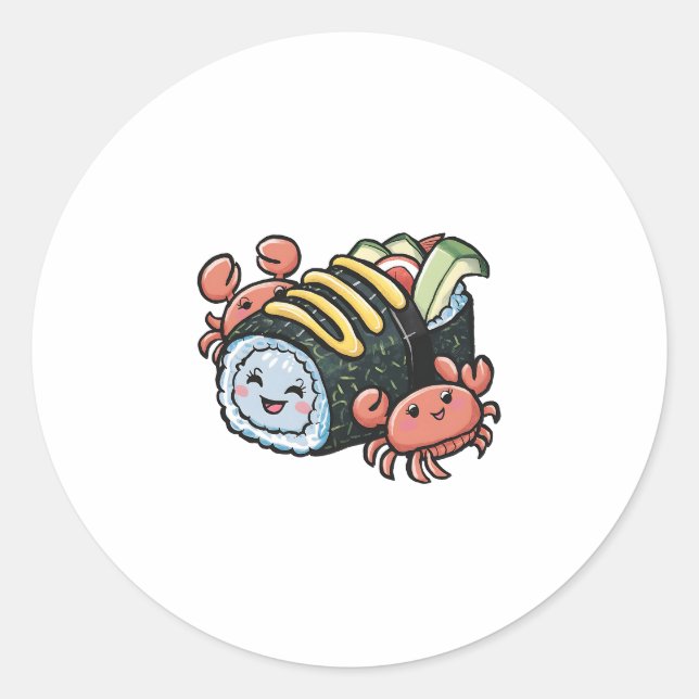 Pegatina Redonda Sushi Buddies (Anverso)